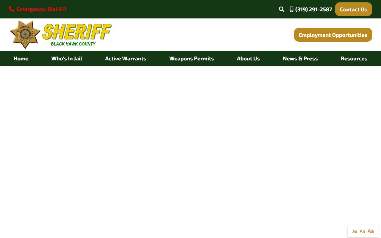 Black Hawk County inmate population links on the sheriff homepage